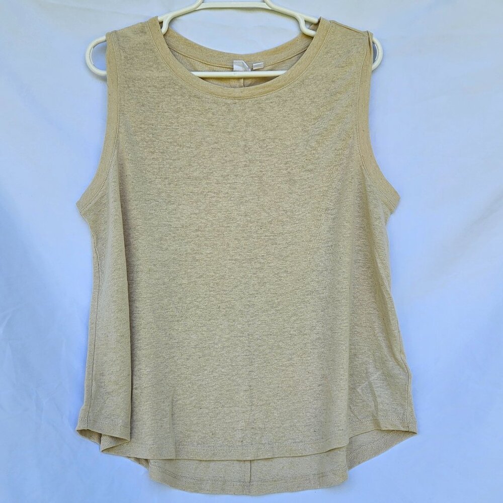 High Neck Linen Blend Tank Top